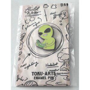 Alien Holding Peas Food Vegetables Enamel Pin By Toku Arts